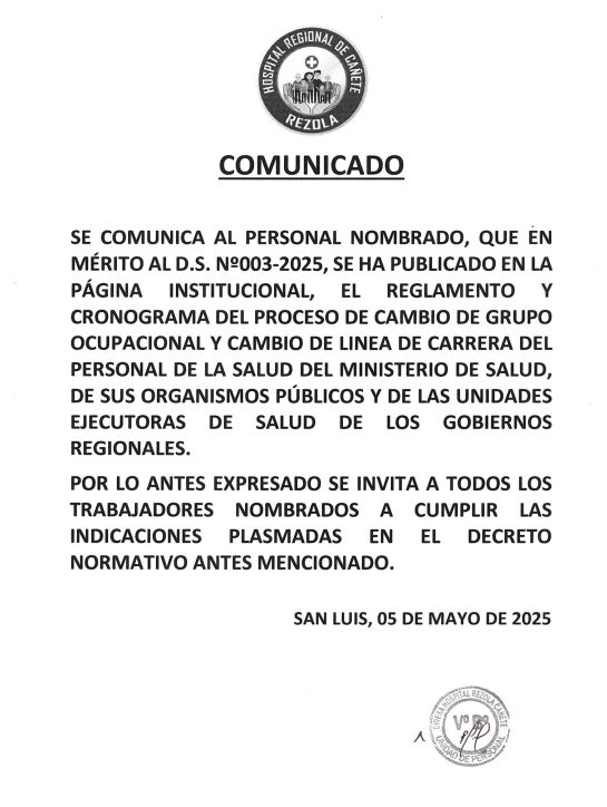 Imagen del comunicado