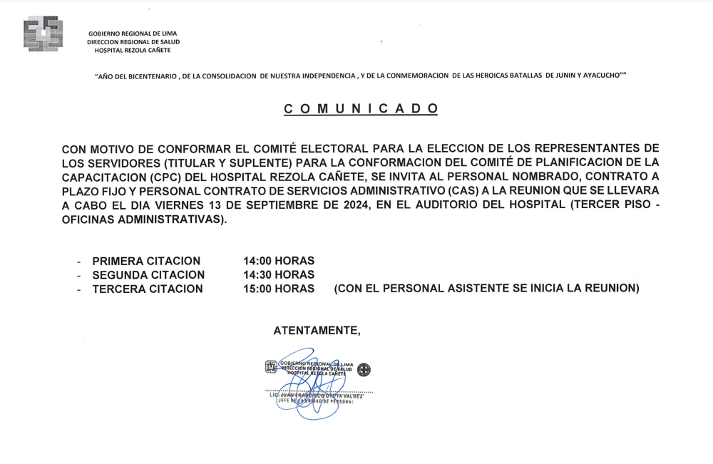 Imagen del comunicado