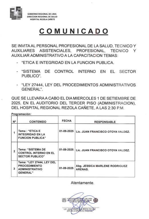 Imagen del comunicado